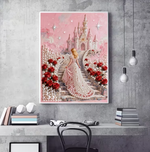 Diamond Painting Perlen Prinzessin und Ihr Schloss